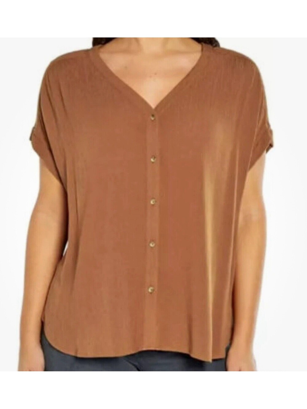 Orvis Women’s Short Sleeve Blouse Shirt 1770085 Size L Button Front Casual Vacay